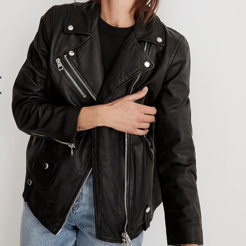 Madewell Washed Leather Oversized Motorcycle Jacket